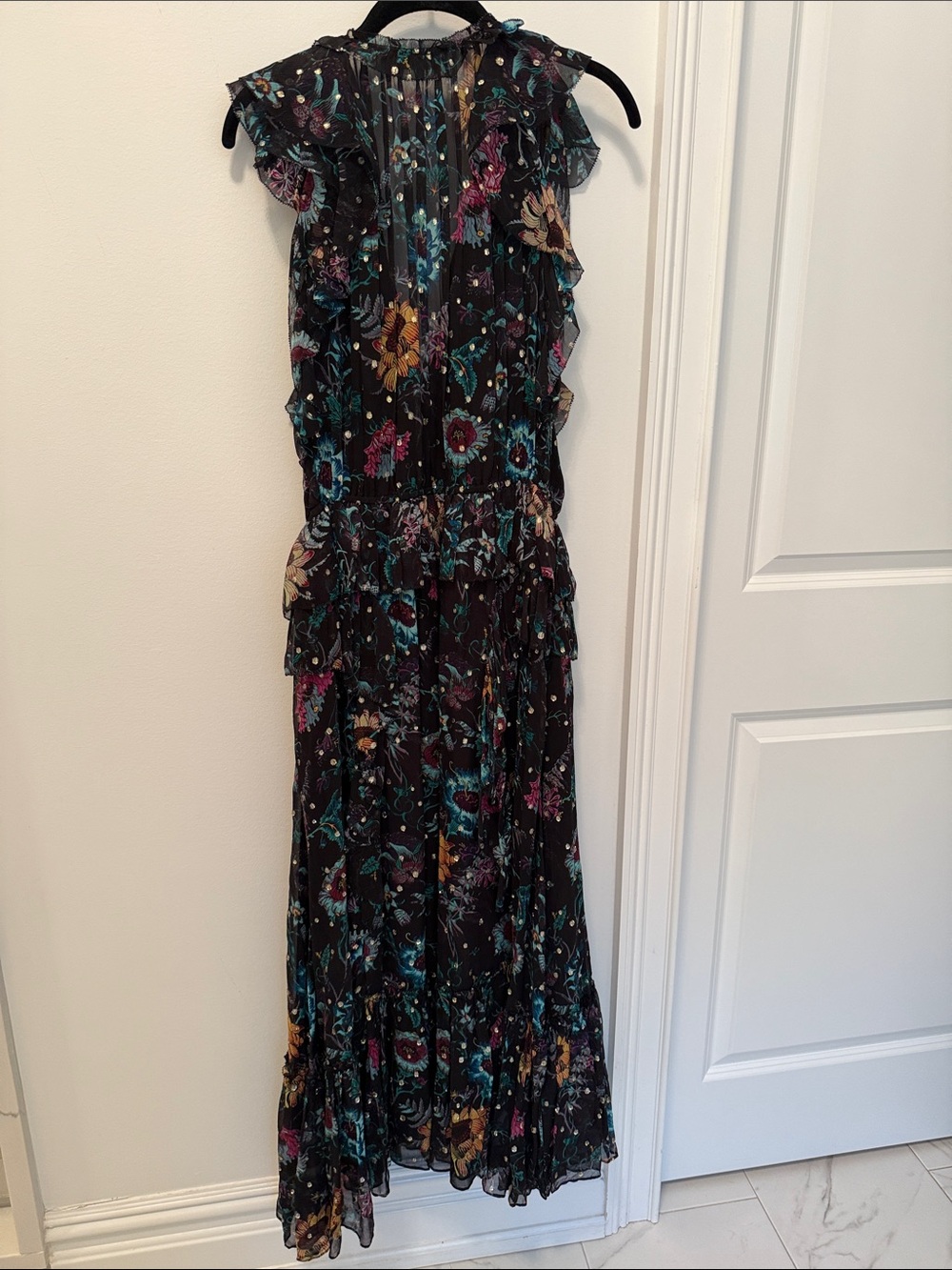 Silk Ulla Johnson floral Ruffled Maxi Dress - Picture 5 of 6